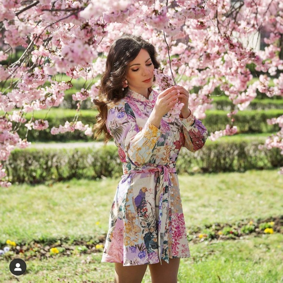 NWT ZARA Linen Floral Print Dress Blogger Favorite - Picture 1 of 16